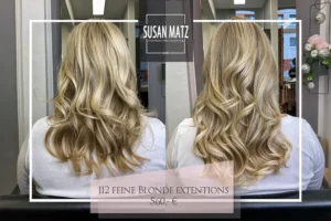 Haarverdichtung Nürnberg vorher nachher 112 feine blonde Extensions 560 € Friseur Susan Matz - Coiffeur.