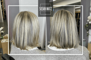 Longbob & Blond | Friseur Susan Matz - Coiffeur Bobhaarschnitt mit kühlen blonden Strähnen beim Friseur Susan Matz in Nürnberg – Spezialist für verschiedene Blondtechniken und Bobhaarschnitt Experte.