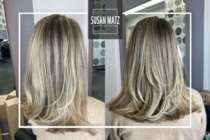 Blonde Balayage & Airtouch | Susan Matz - Coiffeur Nürnberg Blonde Balayage mit Airtouch-Effekt auf gestuftem Langhaar, durchgeführt von Susan Matz Coiffeur in Nürnberg