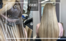Einarbeitung 100% Echthaarsträhnen Great Lengths Extensions Blondmischung 3 Töne verschiedene Ansichten Susan Matz - Coiffeur Nürnberg