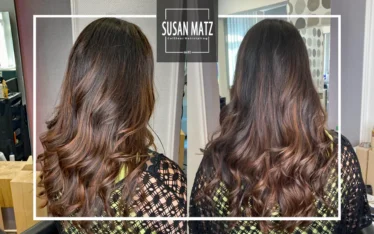 Balayage mit Kupferbraun Reflexen, ammoniakfreie Haarfarbe, stufiger Langhaarschnitt von Susan Matz - Coiffeur in Nürnberg