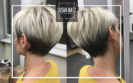 Moderner Pixie Cut mit platinblondem Deckhaar und dunklem Undercut bei Susan Matz Coiffeur