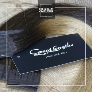 Great Lengths Extensions Braun Blond Rooted Haarverdichtung Nürnberg beim Friseur Susan Matz - Coiffeur