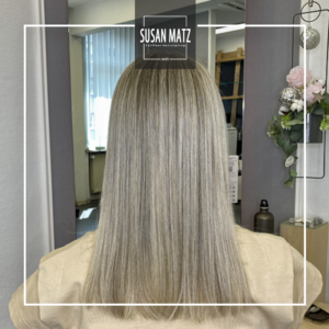 Blond für graue Haare Grey Blending Highlights Nuernberg