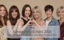 KI-generiertes Bild: Sechs Frauen in verschiedenen Altersgruppen präsentieren die Sommerfrisuren 2026 von Susan Matz – Coiffeur in Nürnberg. Zu sehen sind moderne Haarschnitte für Frauen von Kurzhaarschnitt Pixie, Bixie über mittellanges Haar Bob, Long Bob bis zu Langhaarschnitten Stufenschnitt, Layer Cut, Butterfly Cut mit Curtain Bangs.